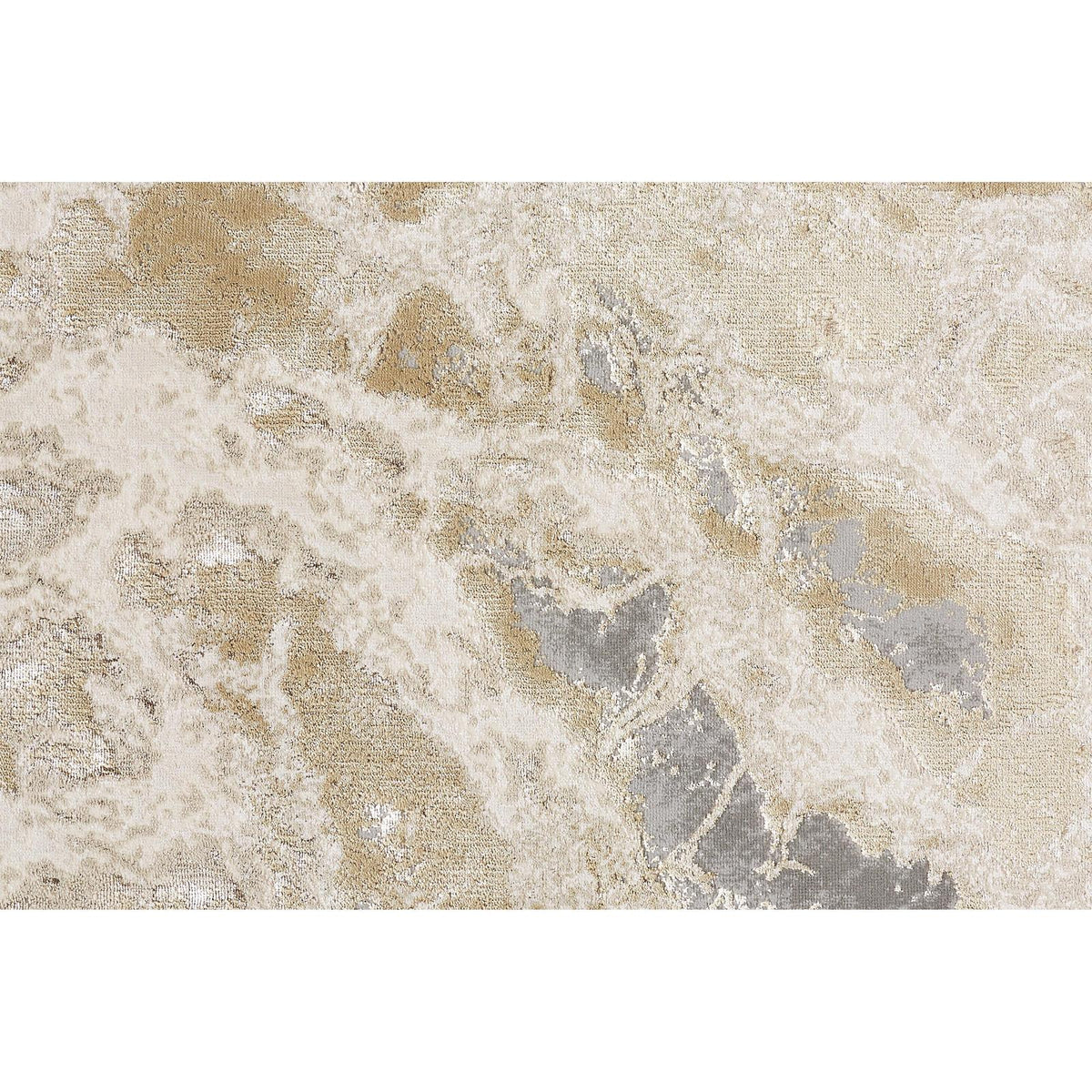 Feizy Aura 3563F Modern Abstract Rug in Ivory/Silver/Gold