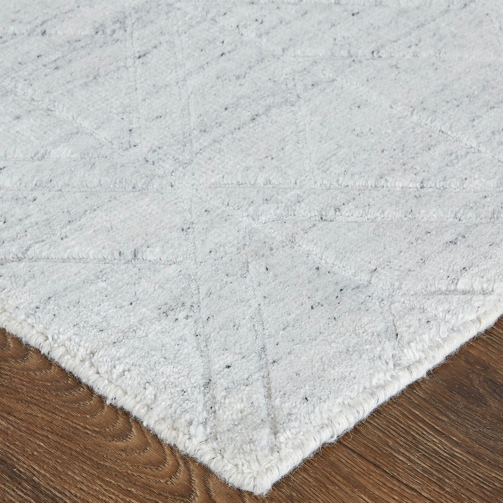 Feizy Redford 8847F Transitional Solid in White/Silver