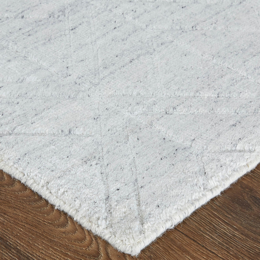 Feizy Redford 8847F Transitional Solid in White/Silver