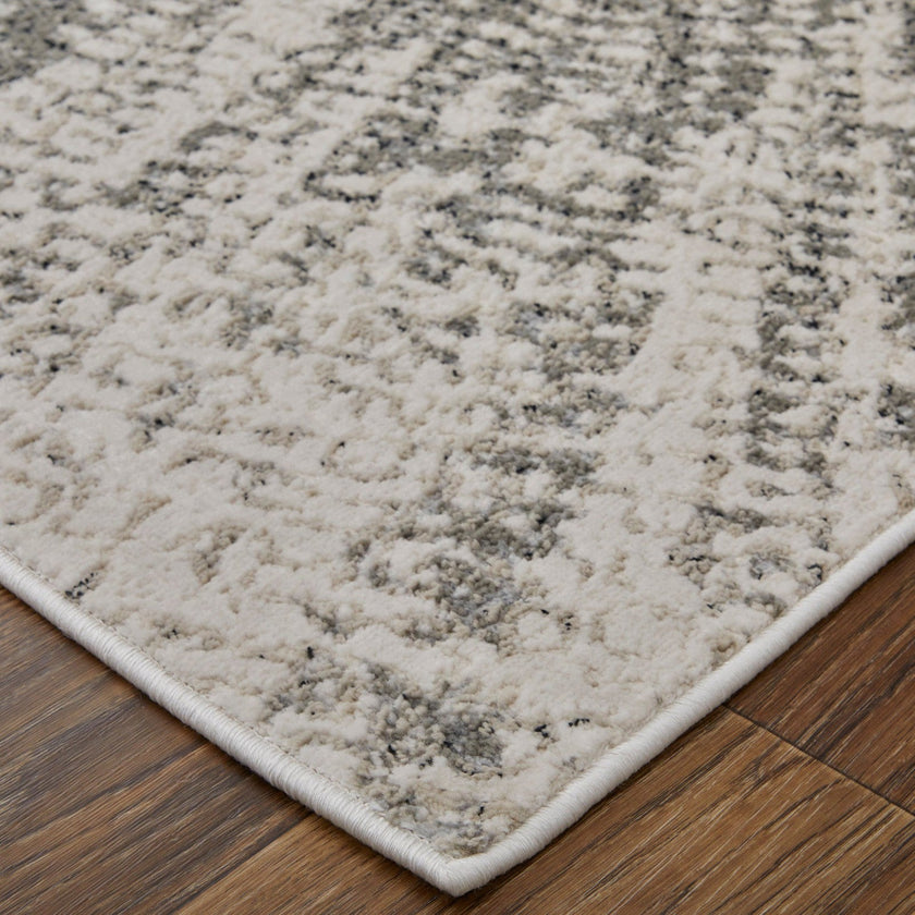 Feizy Micah 39LTF Modern Abstract Rug in Ivory/Gray/Blue