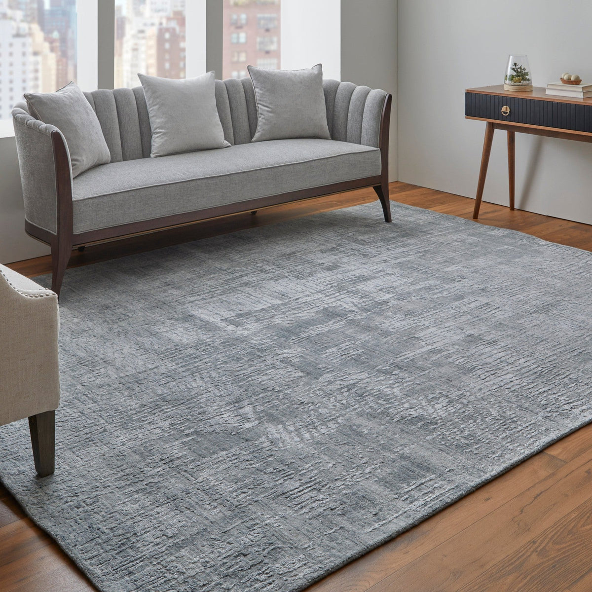 Feizy Eastfield 69A8F Modern Abstract in Blue/Silver