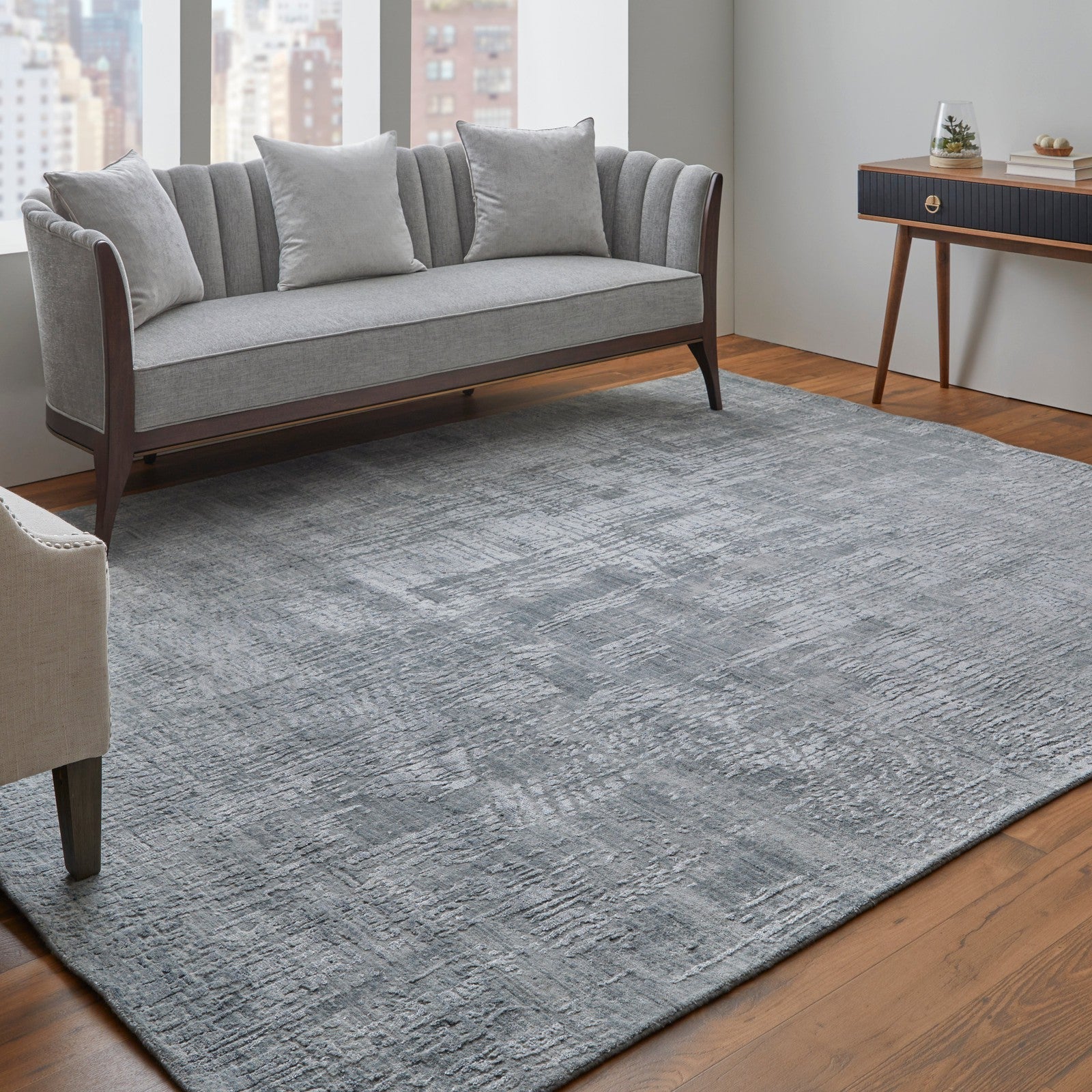 Feizy Eastfield 69A8F Modern Abstract in Blue/Silver