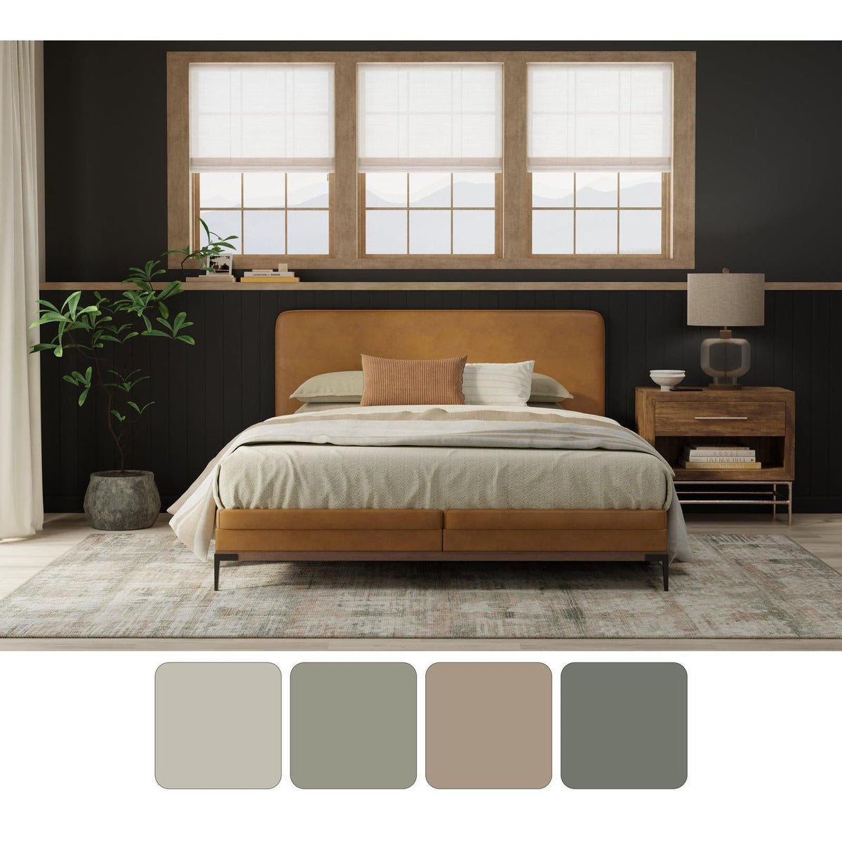 Feizy Eden 39QWF Modern Abstract Rug in Ivory/Gray/Green