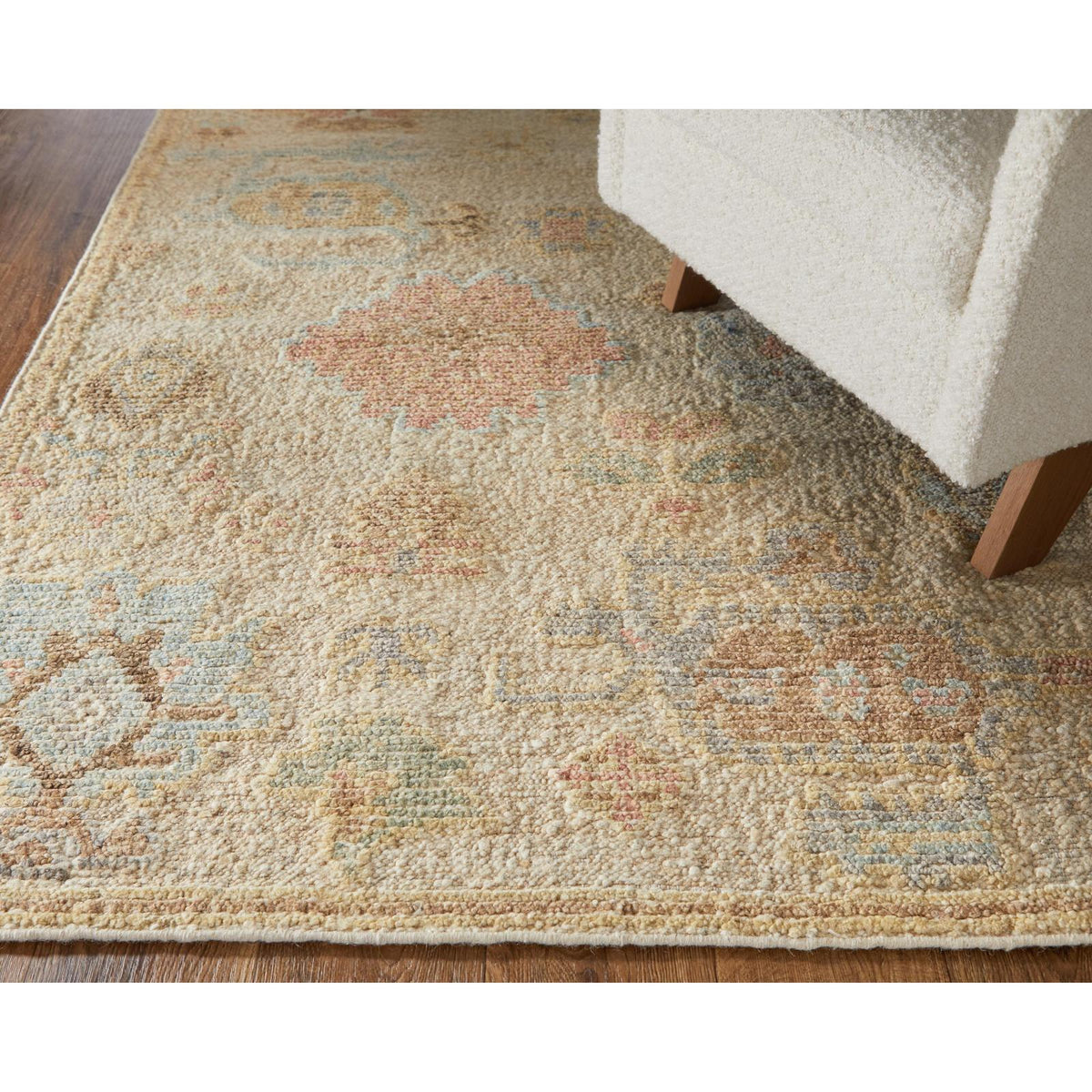Feizy Grafton 69FLF Transitional Floral & Botanical Rug in Ivory/Orange/Gray
