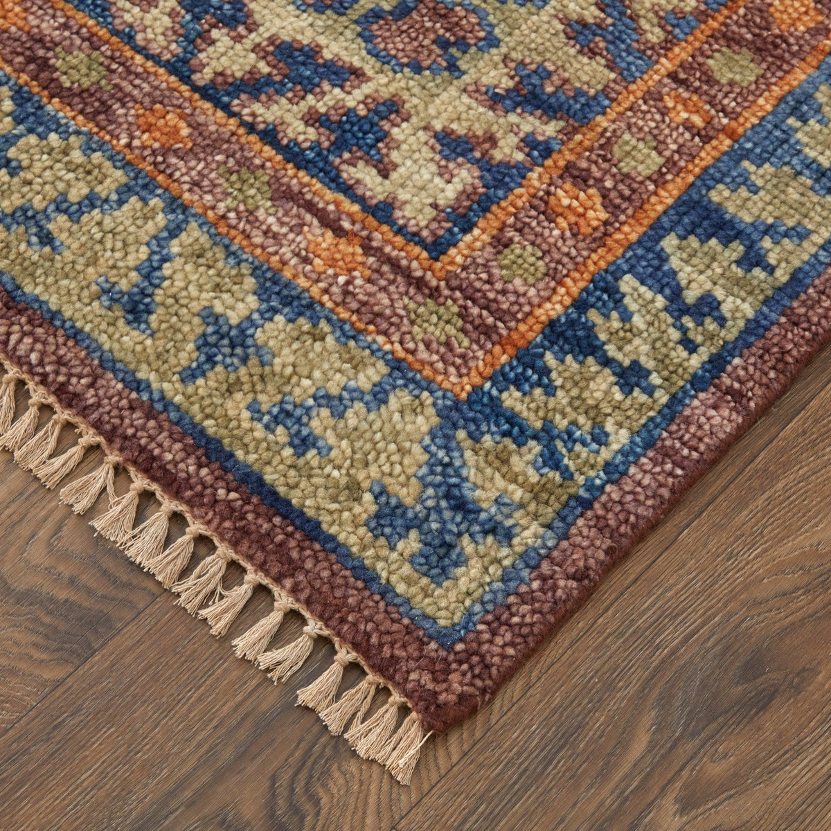 Feizy Fillmore 6929F Traditional Geometric Rug in Red/Green/Blue