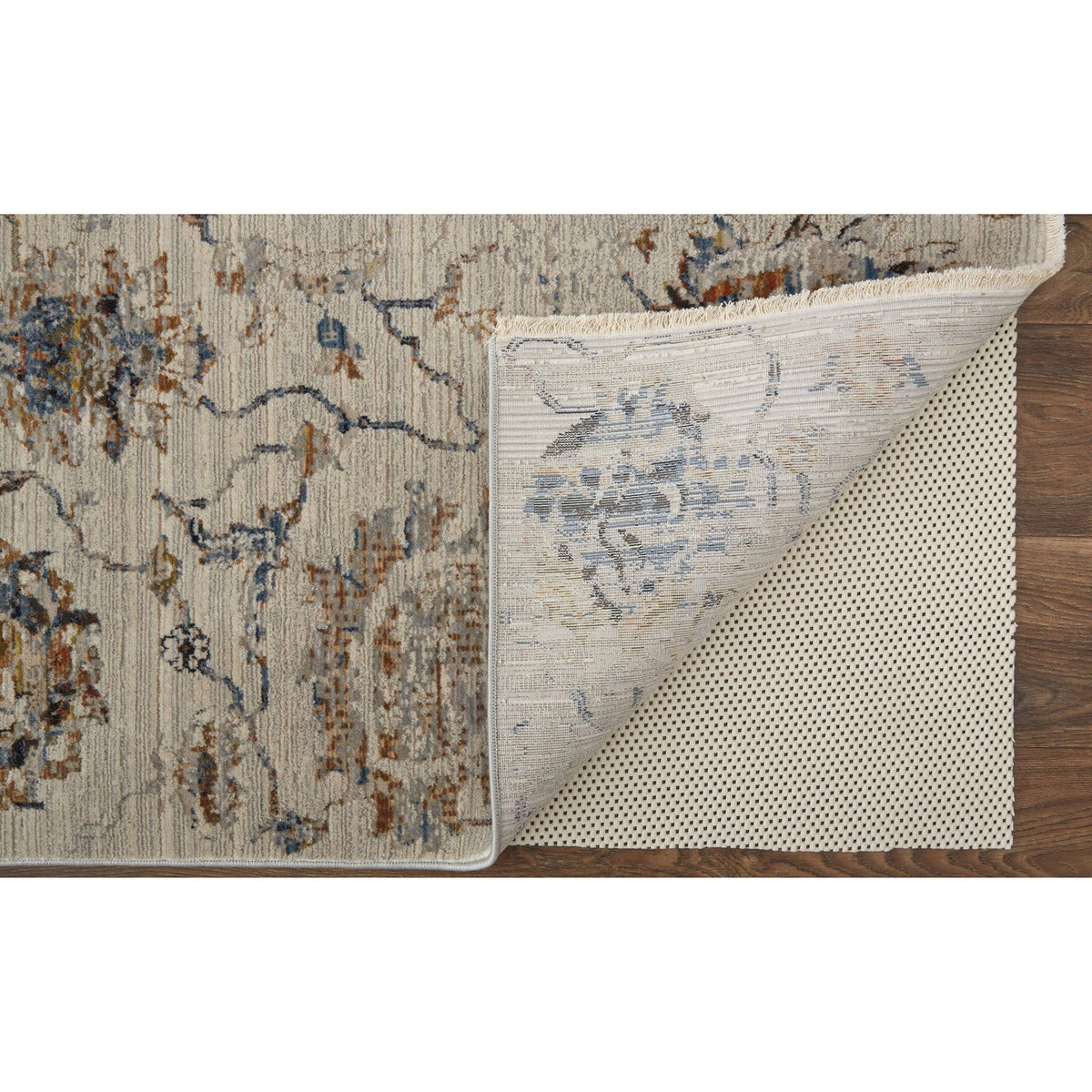 Feizy Kaia 39GPF Transitional Floral & Botanical in Ivory/Orange/Blue