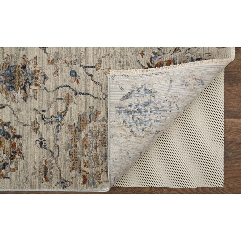 Feizy Kaia 39GPF Transitional Floral & Botanical in Ivory/Orange/Blue