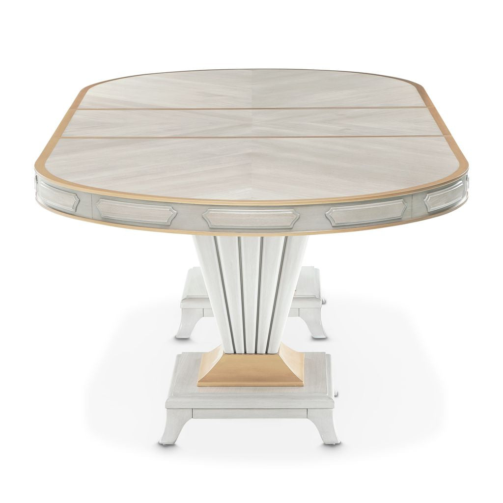 Michael Amini St. Charles Double Pedestal Dining Table -  Dove Gray