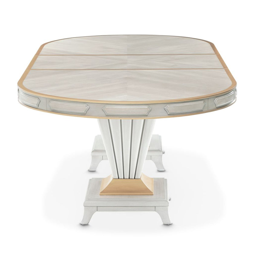 Michael Amini St. Charles Double Pedestal Dining Table -  Dove Gray