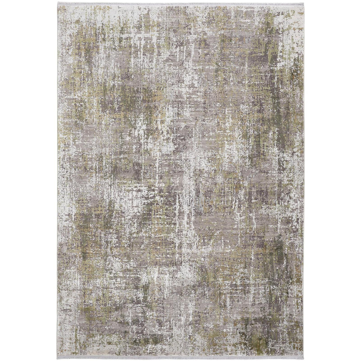 Feizy Cadiz 39FXF Modern Abstract Rug in Green/Gray/Ivory