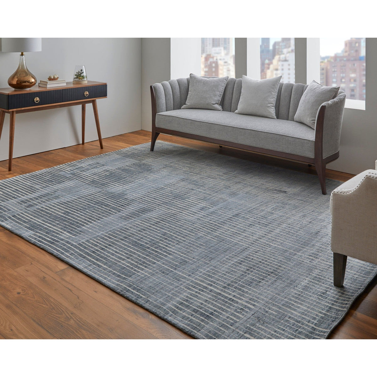 Feizy Eastfield 69AHF Modern Abstract in Blue/Ivory/Gray