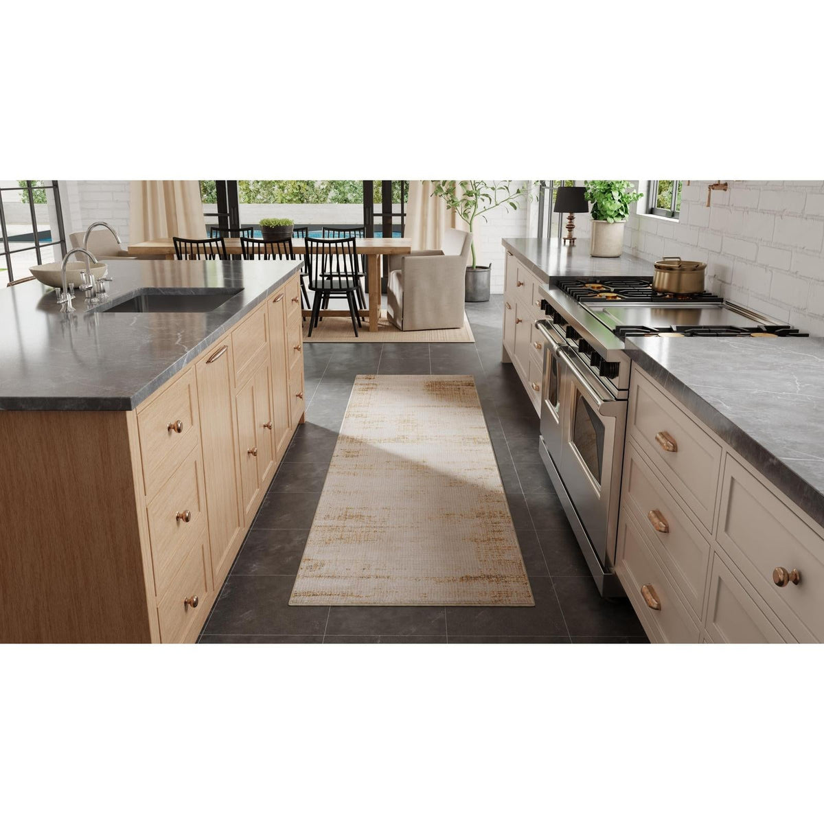 Feizy Deja 39PKF Modern Distressed Rug in Ivory/Brown/Tan