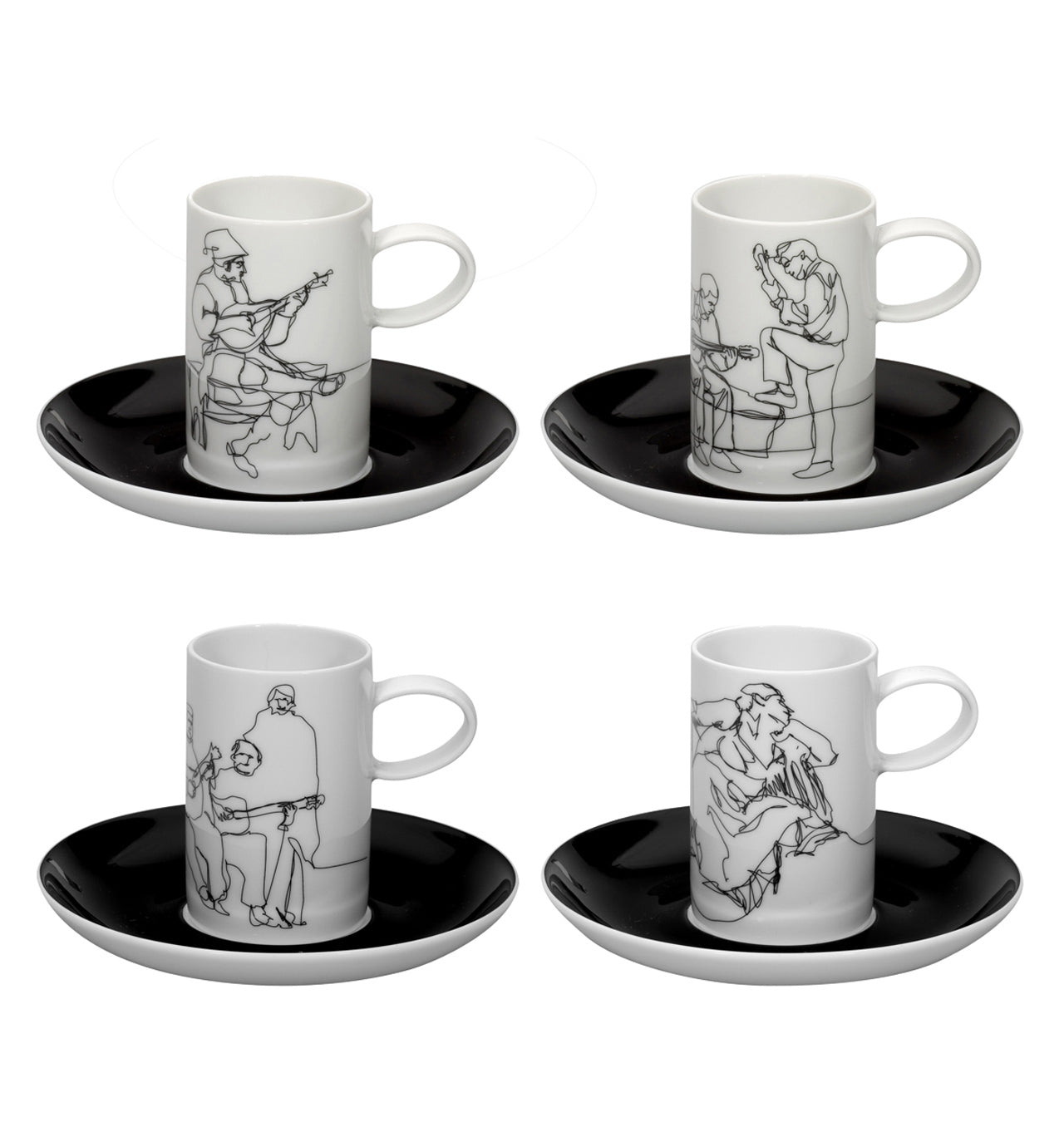 Vista Alegre Fado Coffee Cups & Saucers - Set of 4