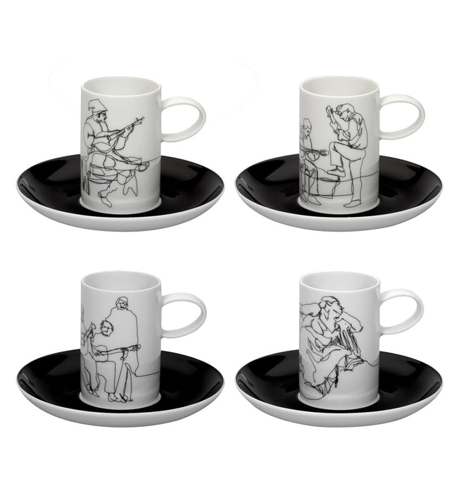 Vista Alegre Fado Coffee Cups & Saucers - Set of 4