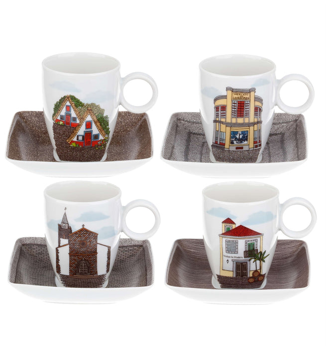 Vista Alegre Alma Da Madeira Cups & Saucers (with Gift Box) - Set of 4