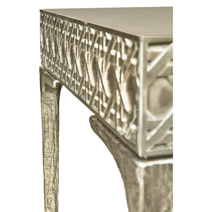 Jonathan Charles Cnoidal Cane Carved Metal Desk