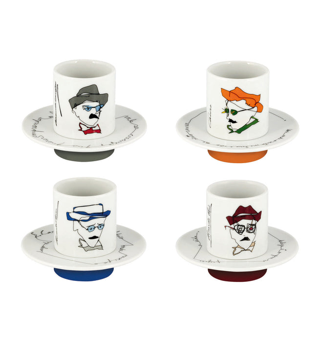 Vista Alegre Heteronimos Coffee Cups & Saucers By Catarina Pestana - Set of 4