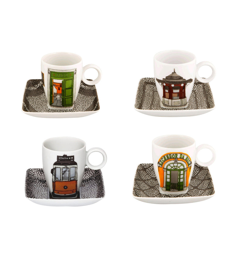 Vista Alegre Alma De Lisboa Cups & Saucers By Beatriz Lamanna - Set of 4