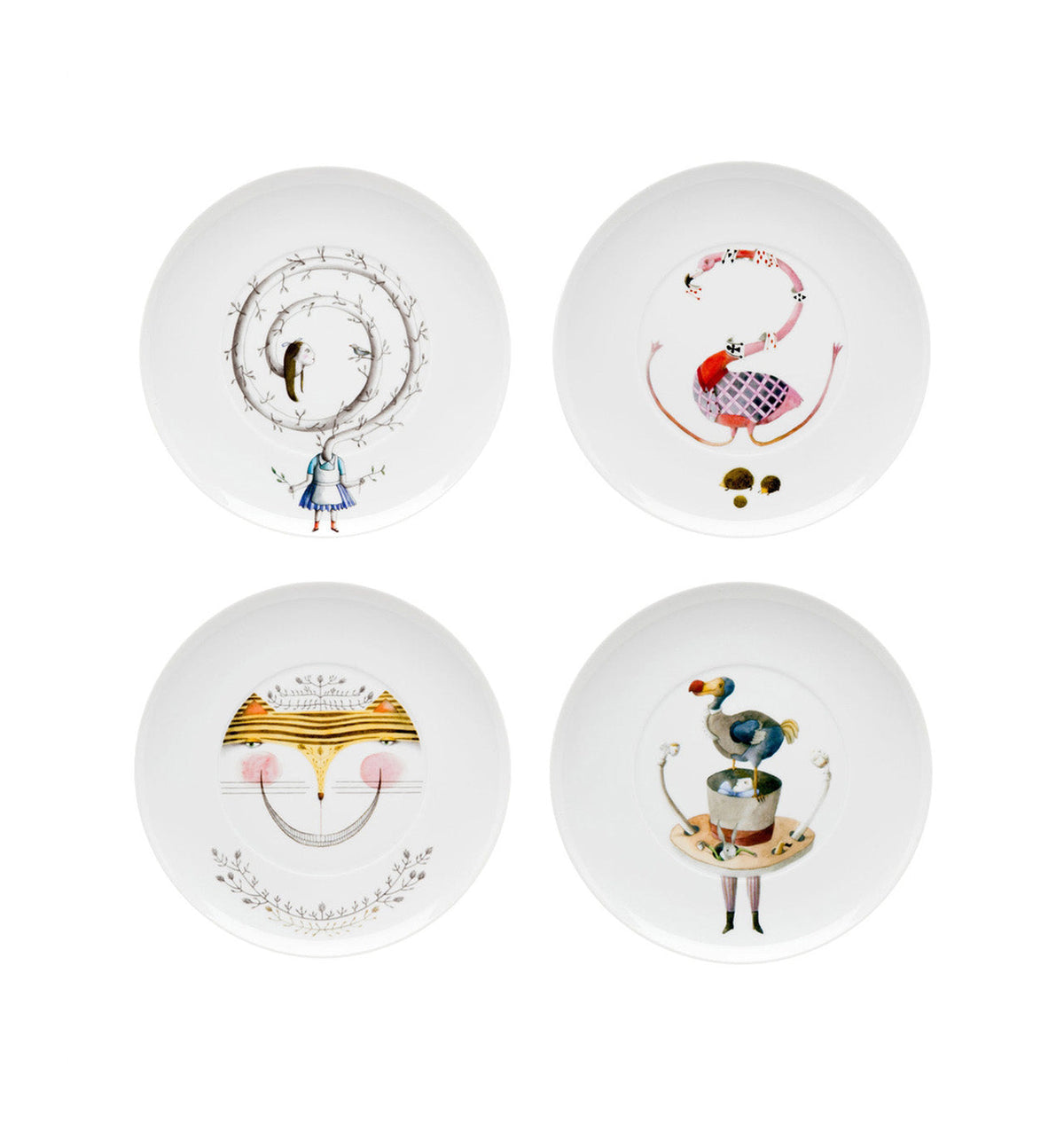 Vista Alegre Tea with Alice Dessert Plates (Gift Box) By Teresa Lima - Set of 4
