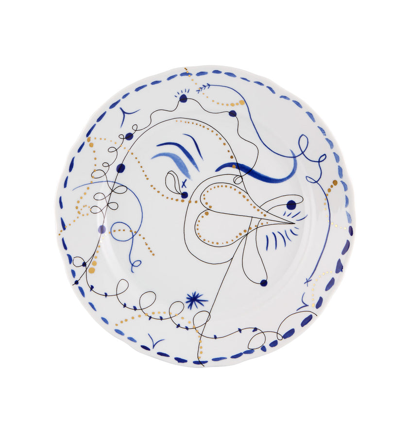 Vista Alegre Folkifunki Dinner Plate Blue Chicken By Jaime Hayon