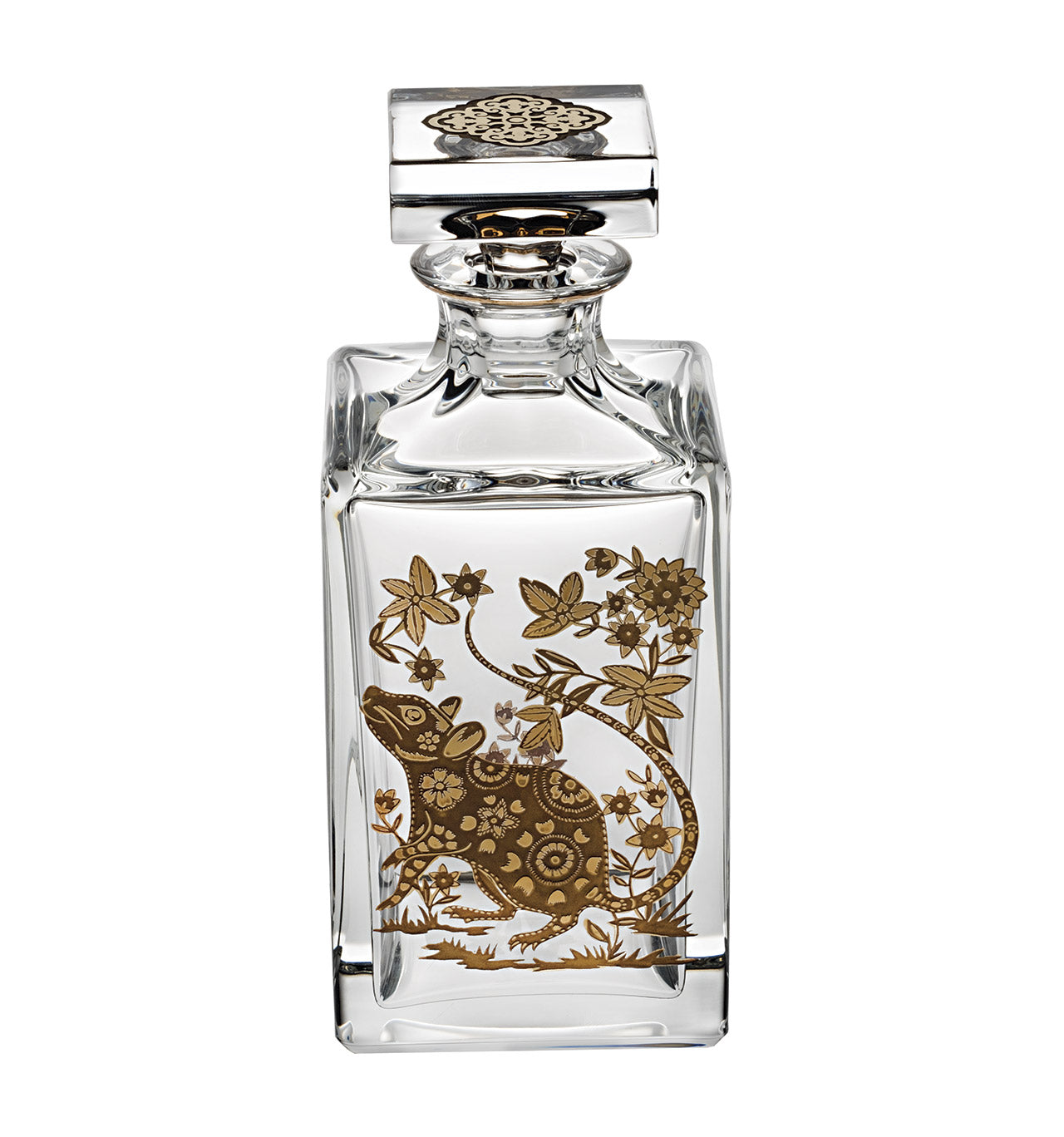 Vista Alegre Golden Whisky Decanter with Gold Rat