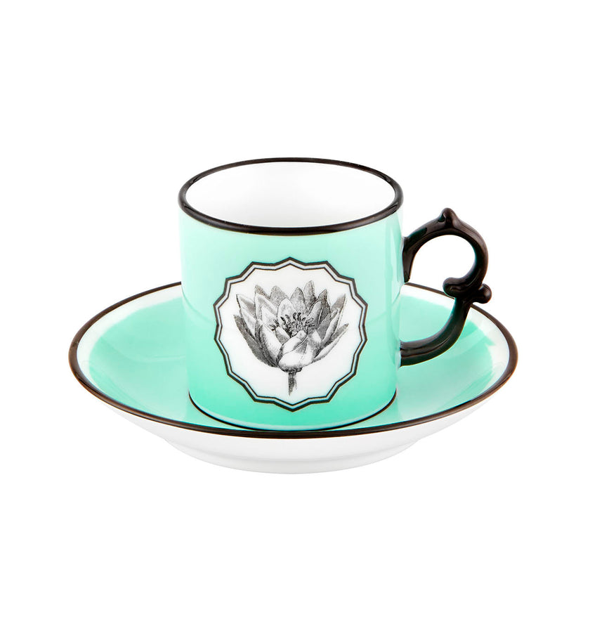 Vista Alegre Christian Lacroix - Herbariae Coffe Cups And Saucer Yellow And Green By Christian Lacroix - Set of 2
