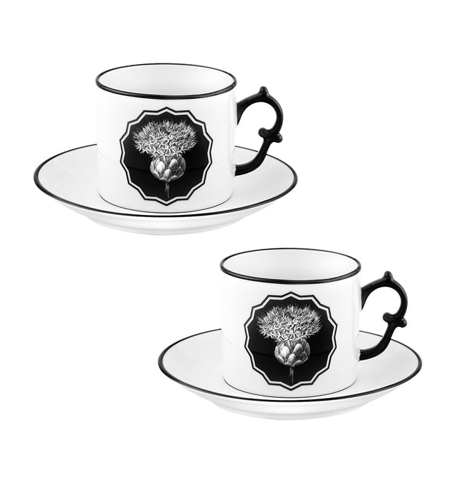 Vista Alegre Christian Lacroix - Herbariae Tea Cups And Saucer White By Christian Lacroix - Set of 2