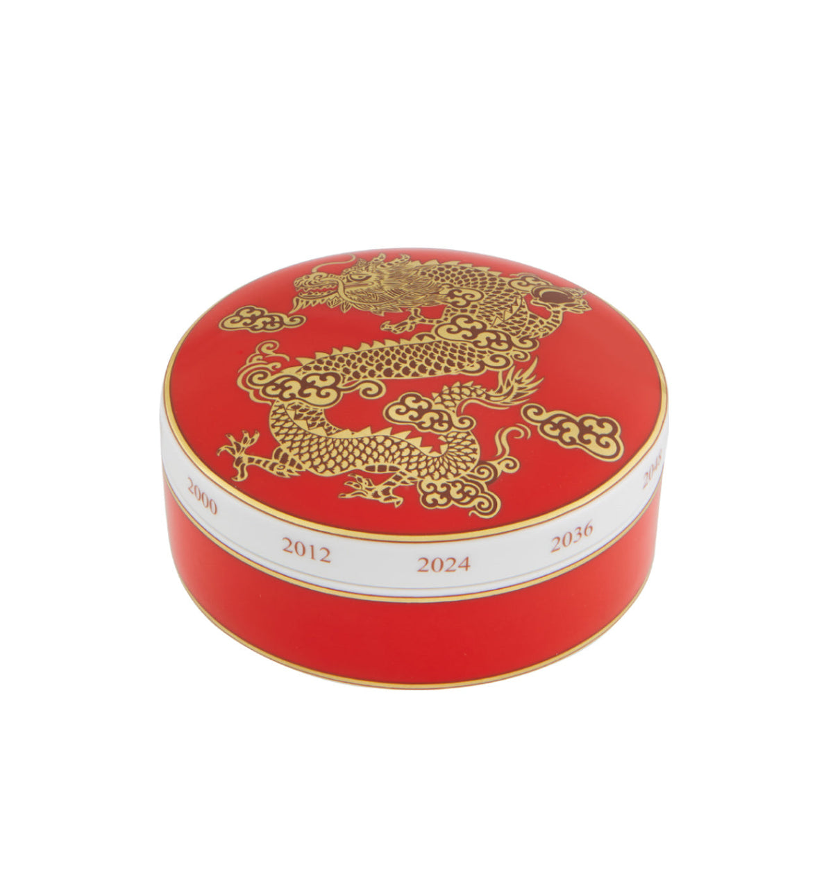 Vista Alegre Golden Large Round Box Dragon