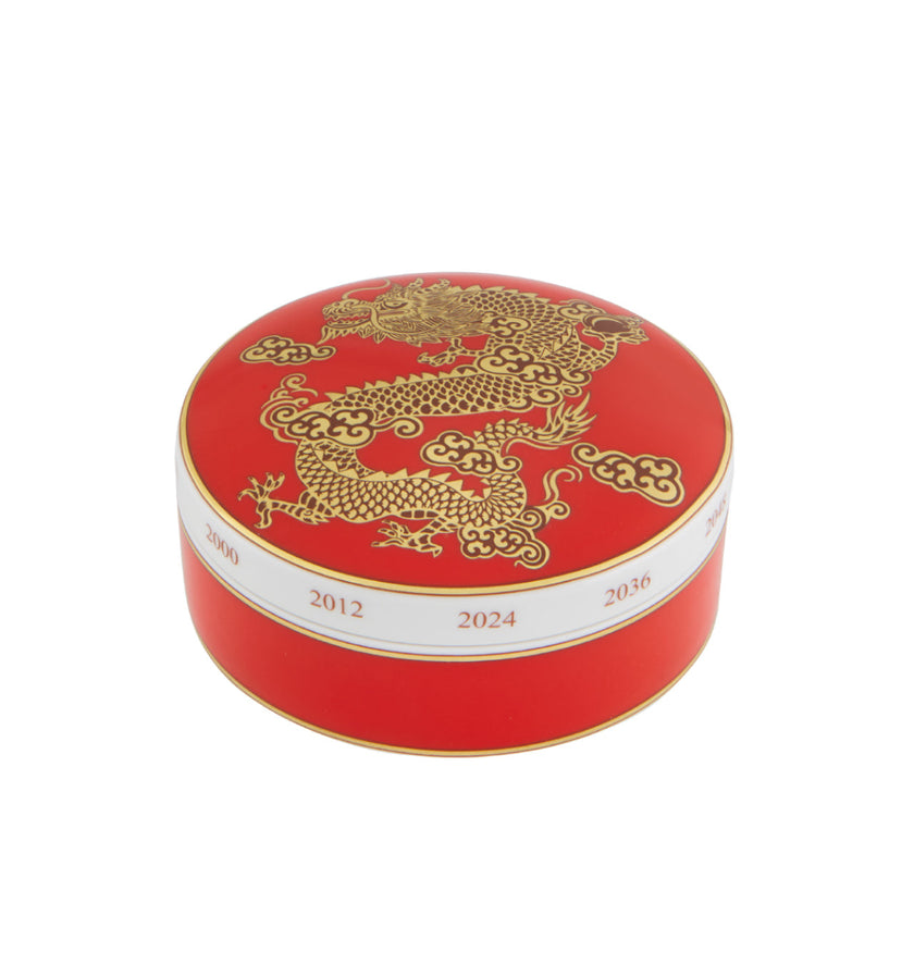 Vista Alegre Golden Large Round Box Dragon