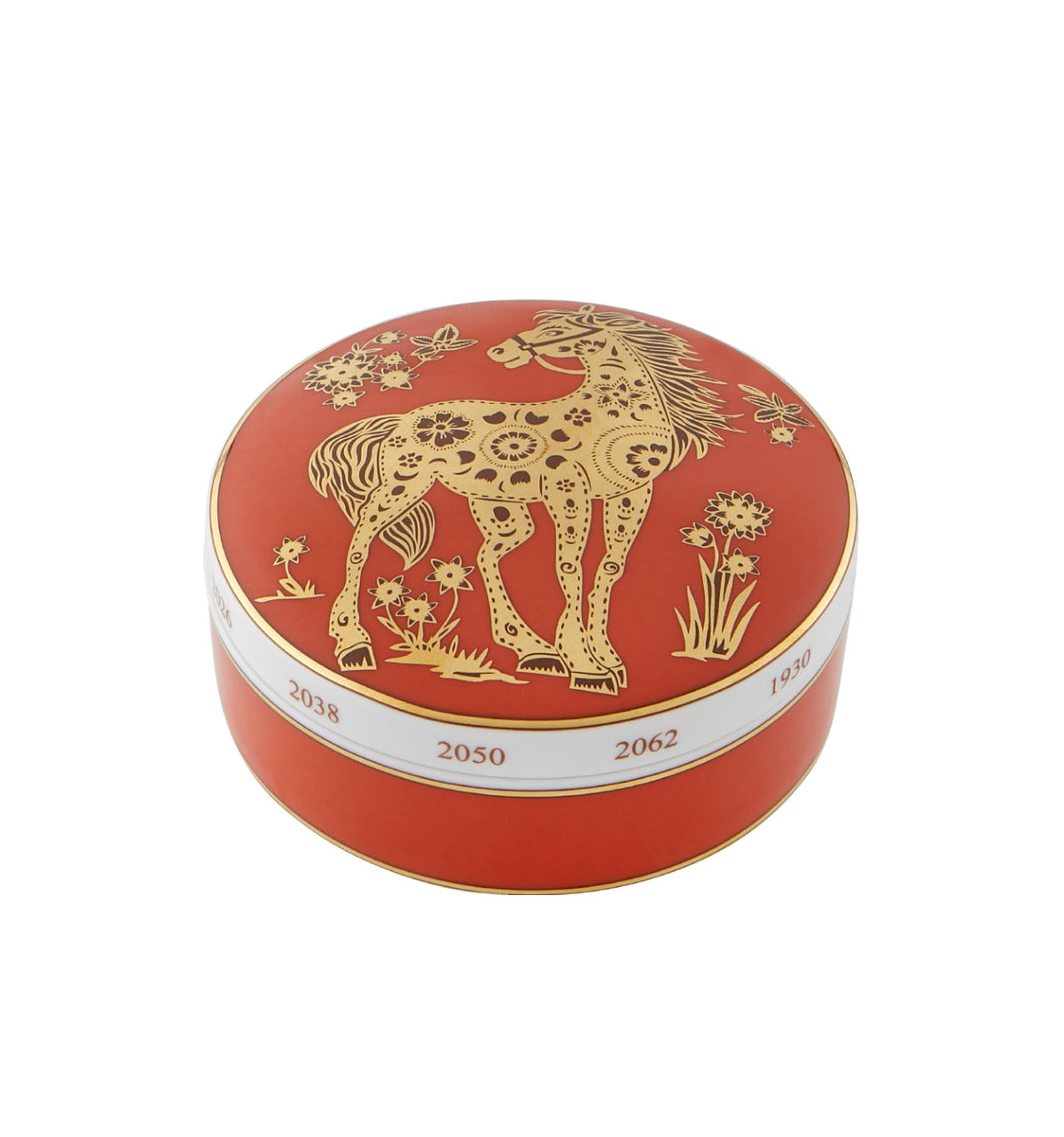 Vista Alegre Golden Large Round Box Horse