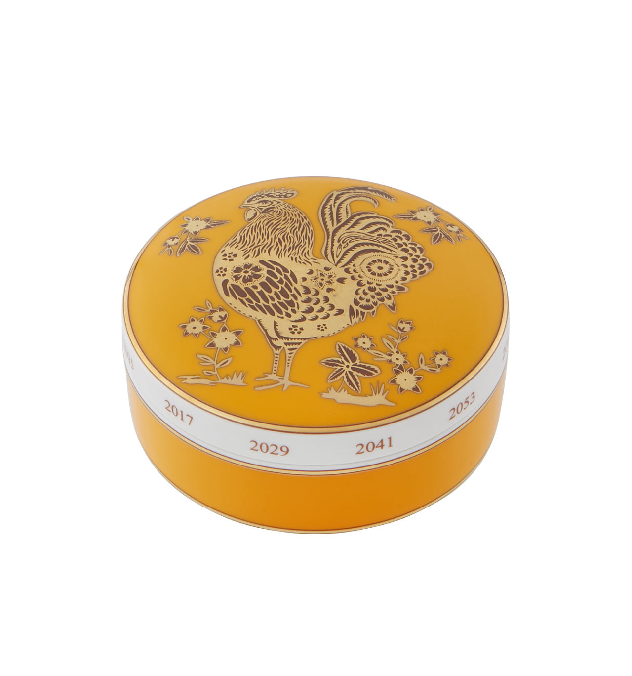 Vista Alegre Golden Large Round Box Rooster