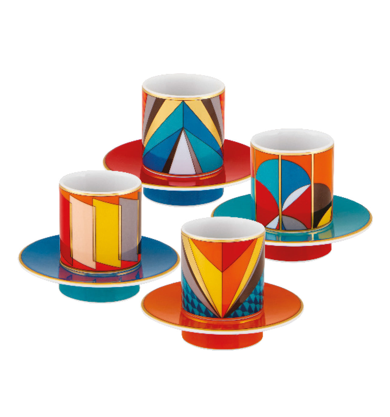 Vista Alegre Futurismo Espresso Cups And Saucers - Set of 4