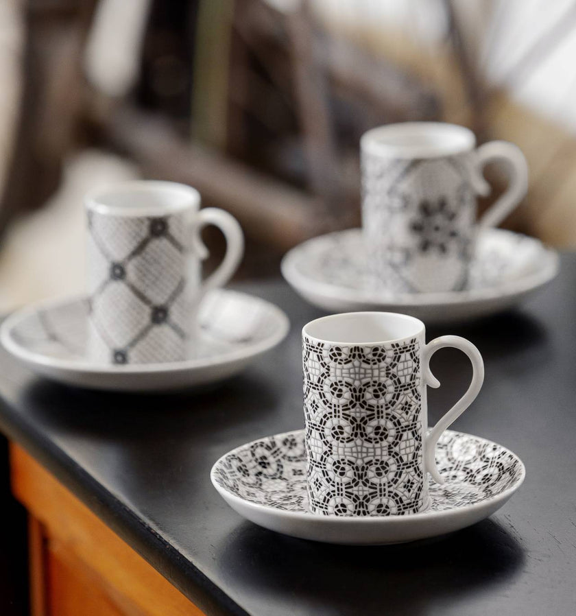 Vista Alegre Calcada Portuguesa Coffee Cups & Saucers By Manoela Medeiros - Set of 4