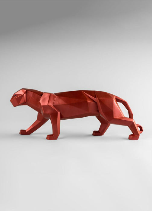 Lladro Panther Figurine Metallic Red