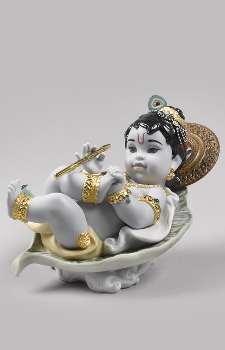 Lladro Krishna on Leaf Figurine