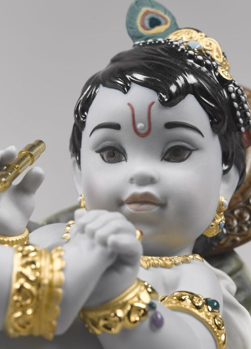 Lladro Krishna on Leaf Figurine