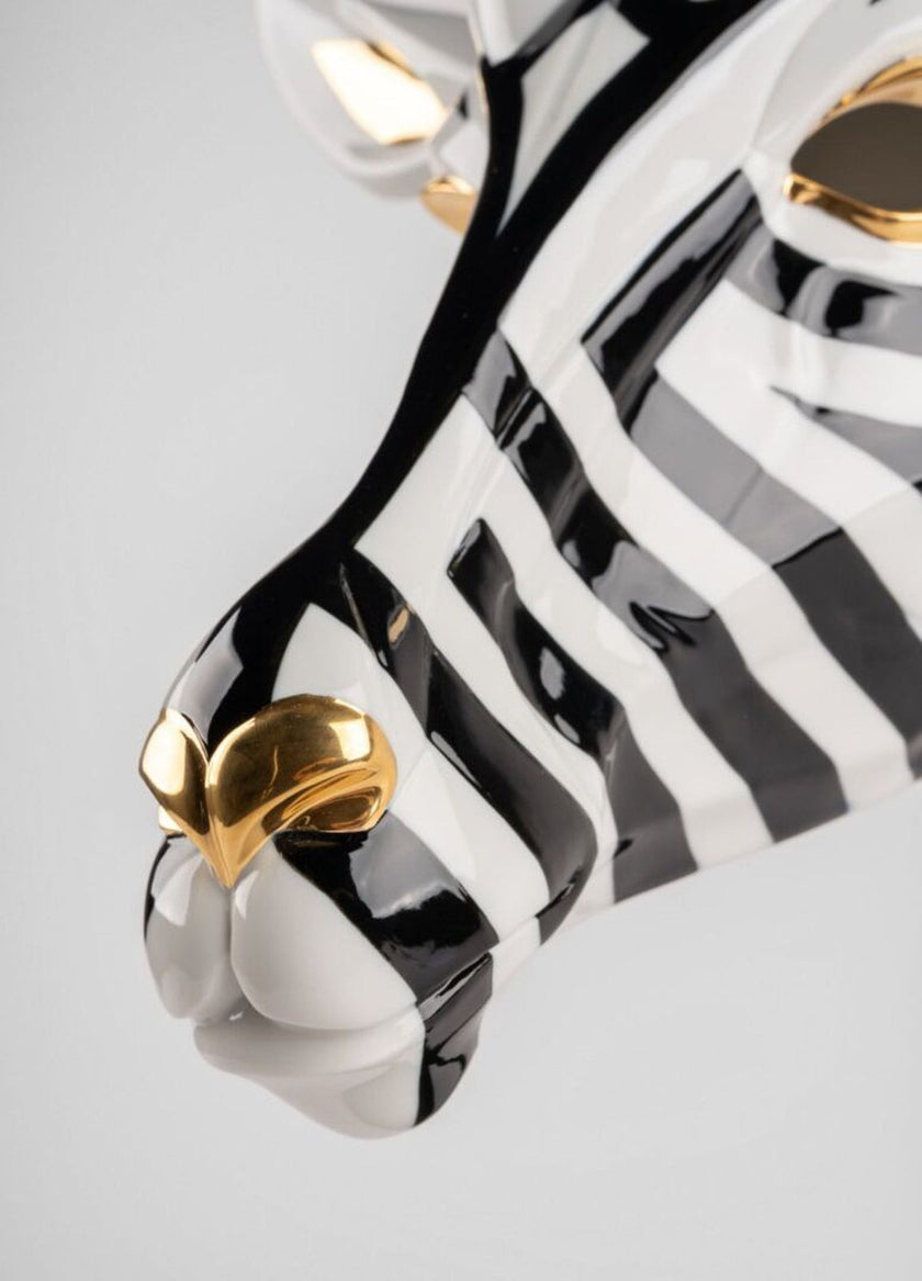 Lladro Antelope Mask Black and Gold