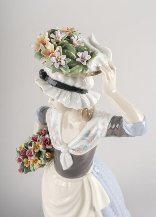 Lladro Flower Picking Woman Figurine