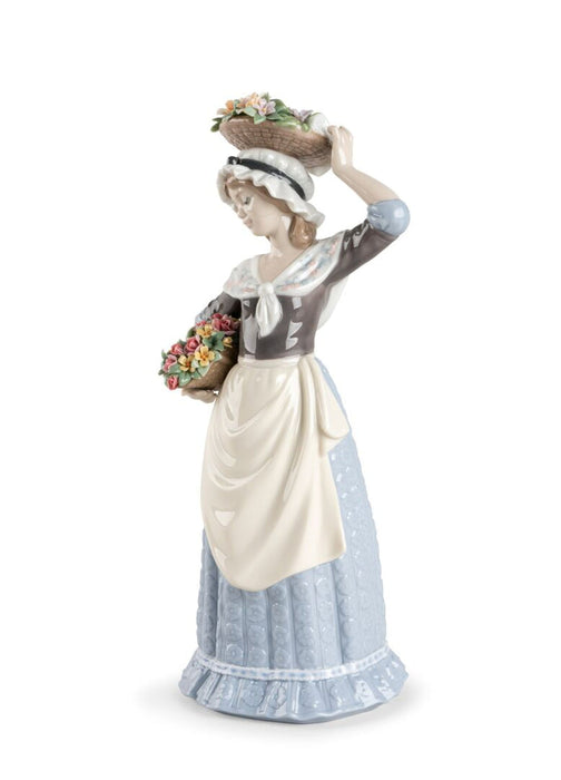 Lladro Flower Picking Woman Figurine