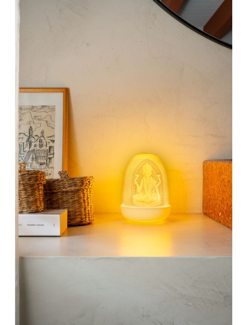 Lladro Lord Ganesha & Goddess Lakshmi Dome Lamp