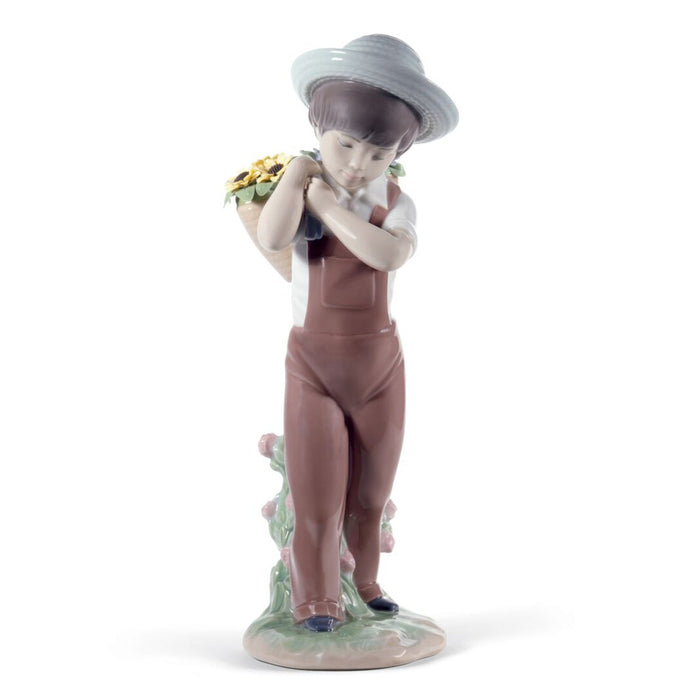 Lladro Gathering Flowers Boy Figurine 60th Anniversary