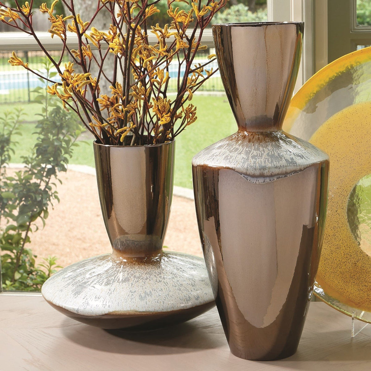 Global Views Bronze Reactive Blue Martas Vase