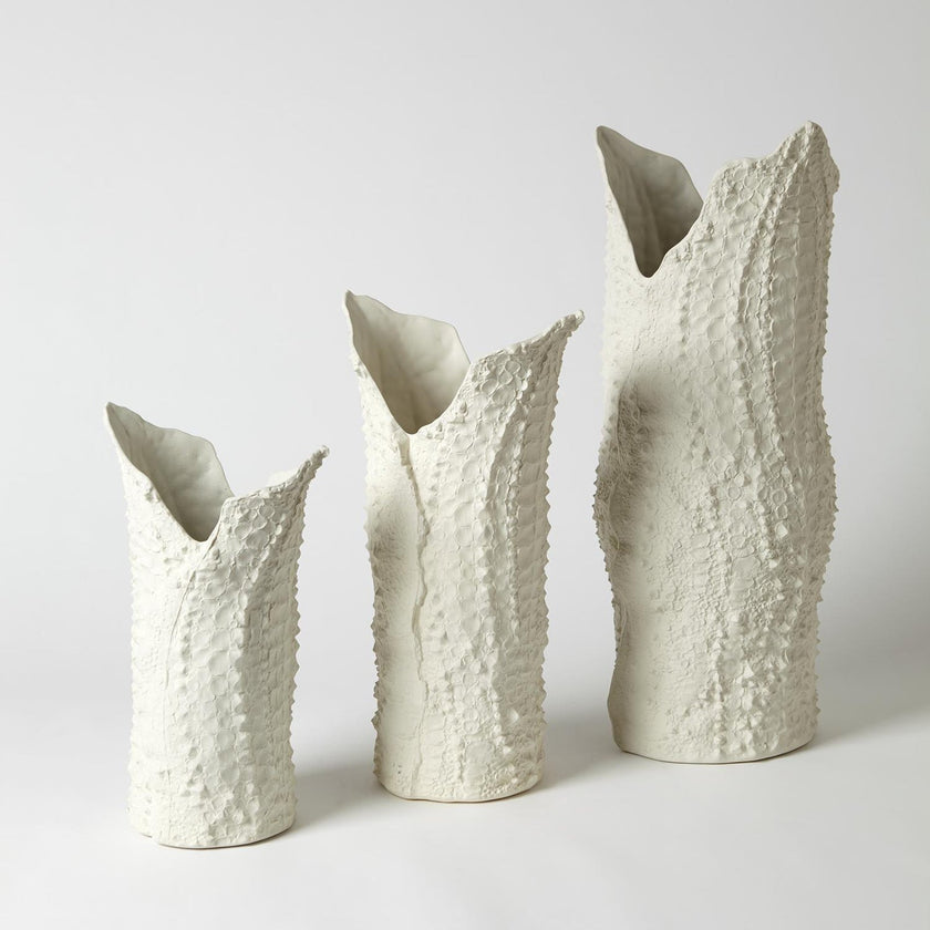 Global Views Matte White Crocodile Vase