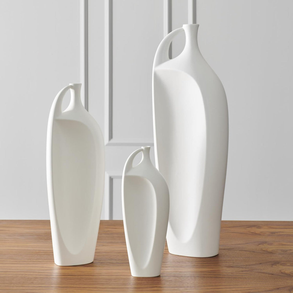 Global Views Matte White Indentation Vase