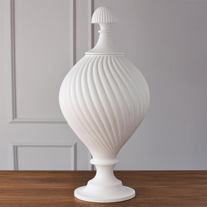 Global Views White Grande Swirl Jar