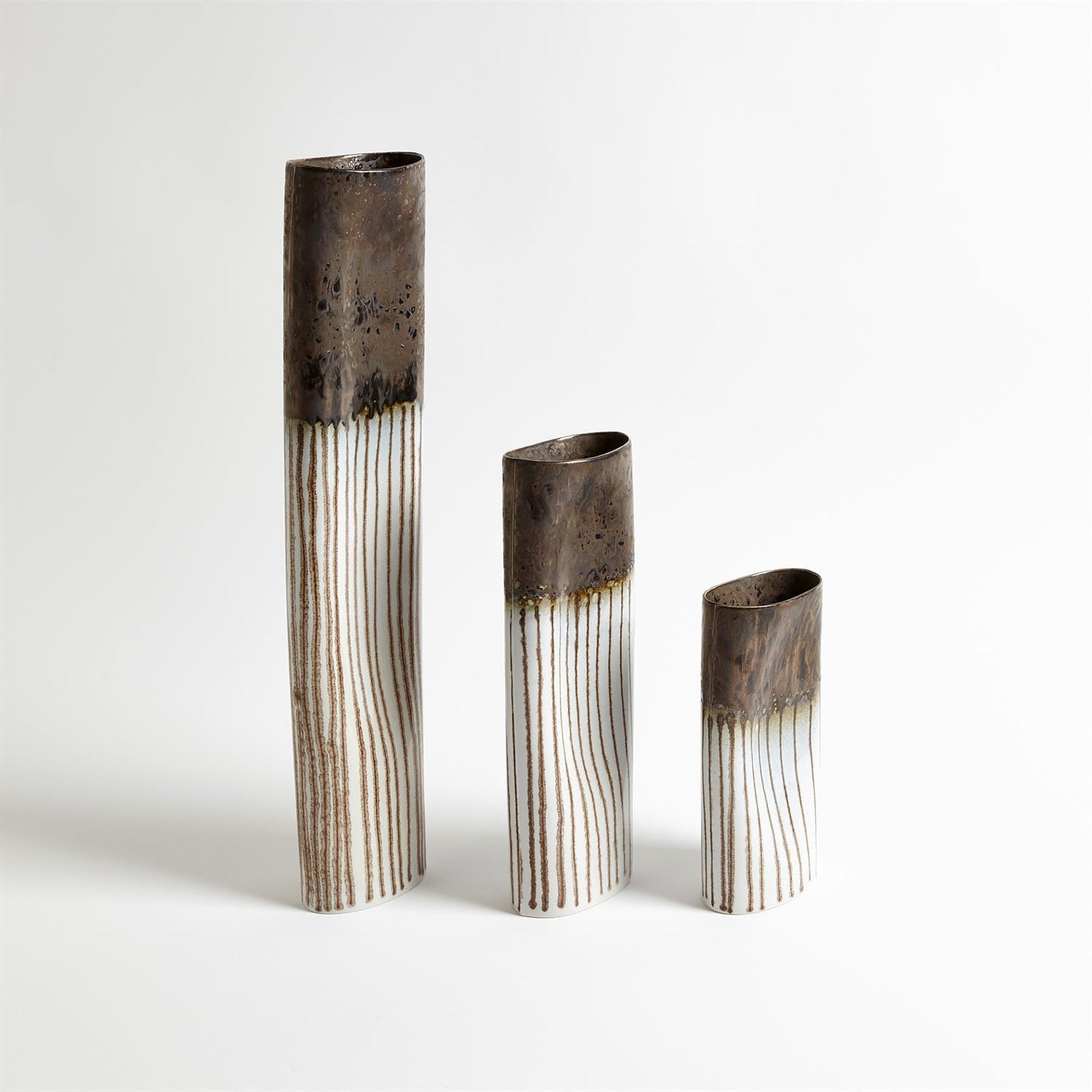 Global Views Reactive Bronze Stripe Oval Vase