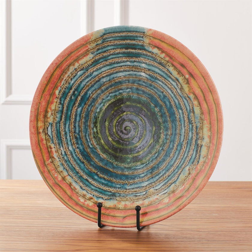Global Views Watercolor Ringed Charger