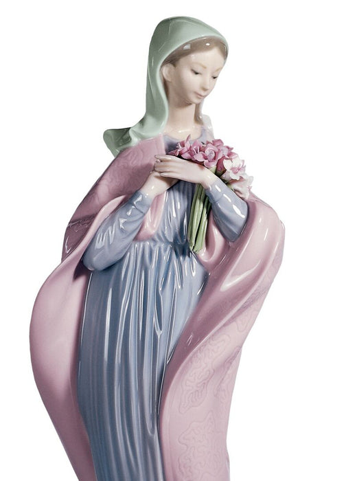 Lladro Our Lady with Flowers Figurine