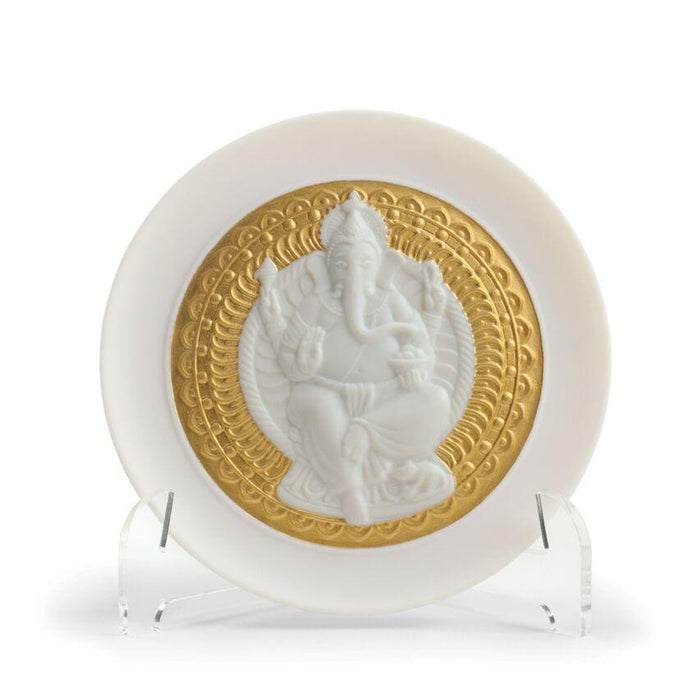 Lladro Lord Ganesha Decorative Plate Golden Lustre