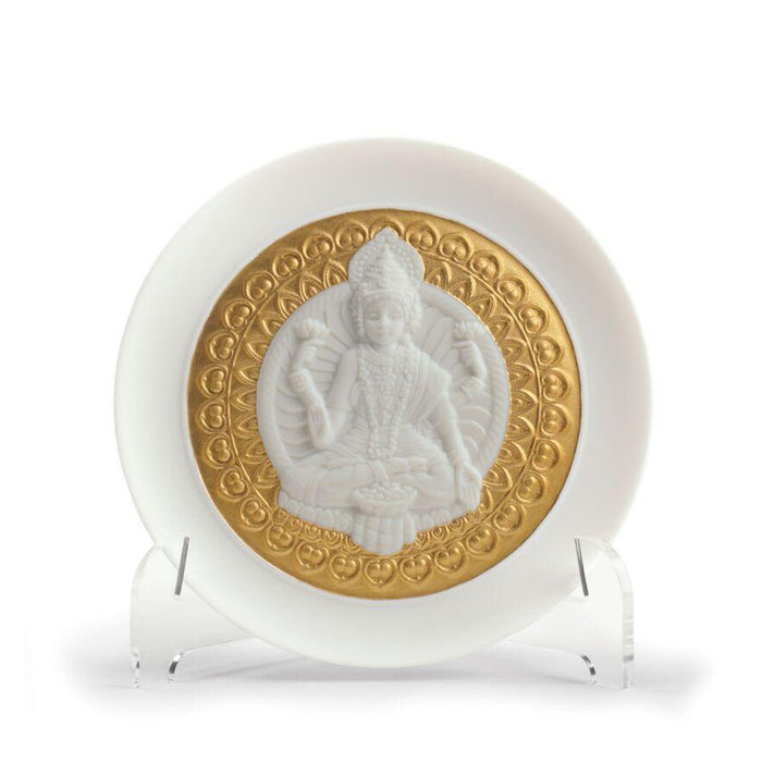 Lladro Goddess Lakshmi Decorative Plate Golden Lustre